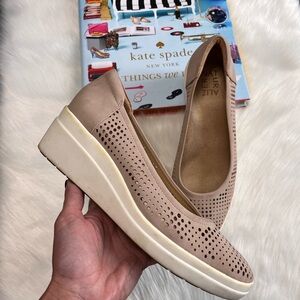 Naturalizer Tan Flats with Perforated Design and Comfort Sole